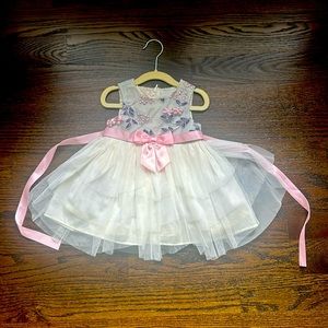 Baby Girl Dress, Tulle, Bows, Floral, Purple Rose, 24M